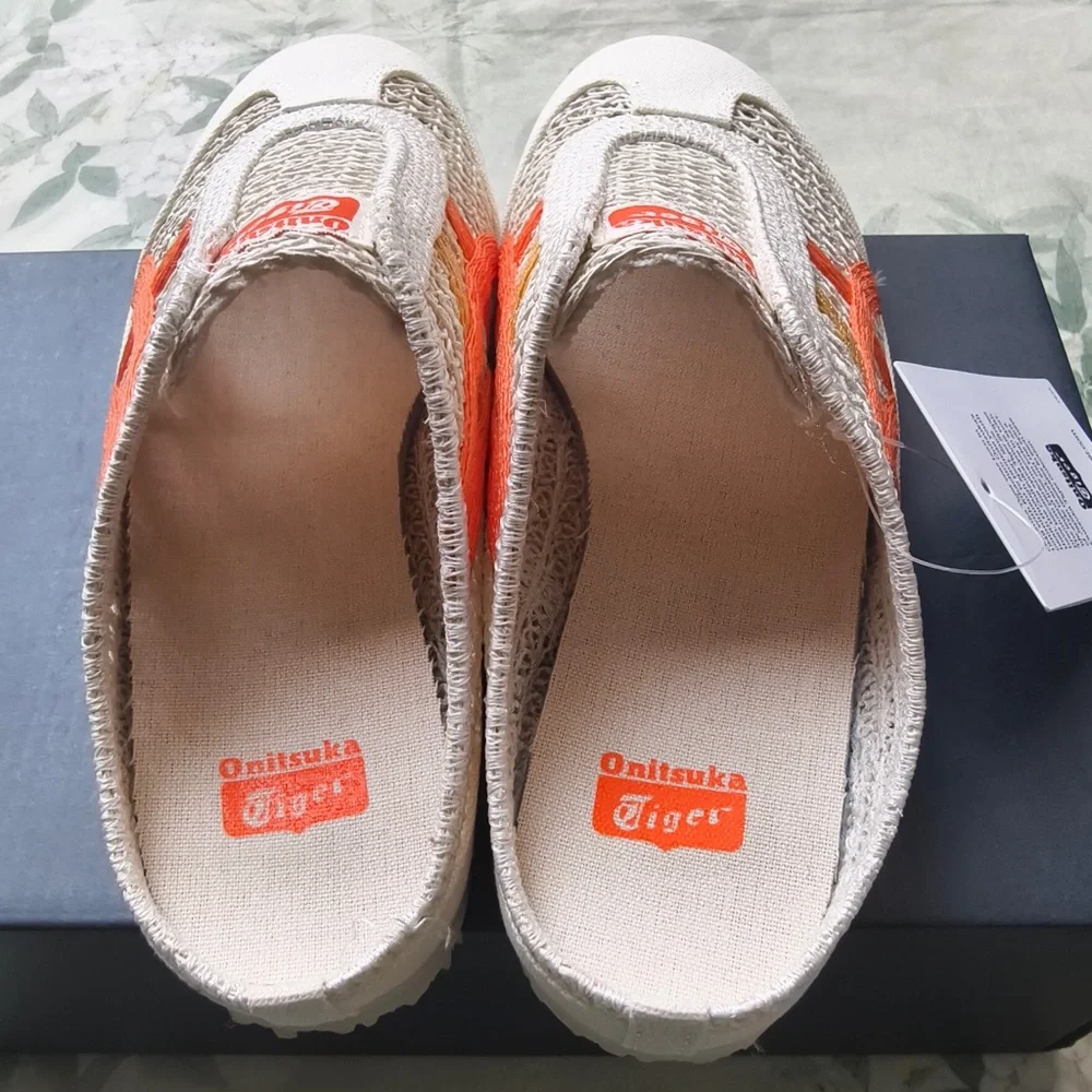 Onitsuka Tiger Cream Sneakers with Orange Accents